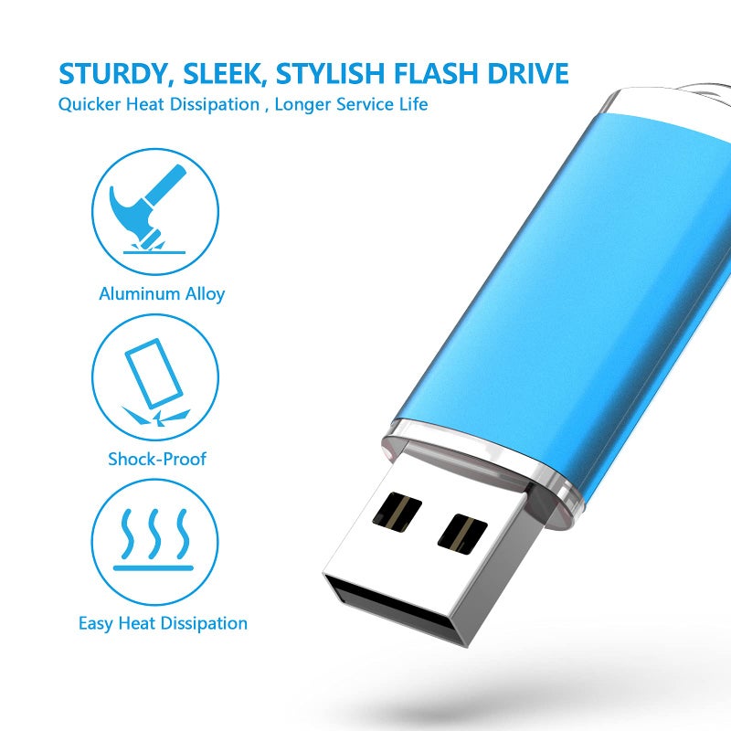 KOOTION Flash Drive 8GB 10 Pack USB 2.0 Thumb Drive Capped Memory Stick Jump Drive, Blue - Image 4