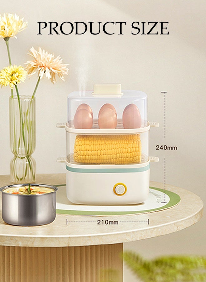 DUNISO Multifunctional Egg Cooker Boiler Double-Layer Electric Food Steamer Large Capacity Intelligent Timing Breakfast Maker with Automatic Off Transparent Cover Rapid Egg Cooker Perfect for Egg, Corn, Bun, Snack, Dessert - Image 4