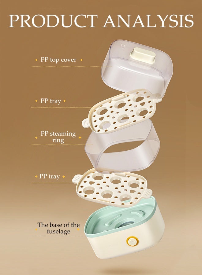 DUNISO Multifunctional Egg Cooker Boiler Double-Layer Electric Food Steamer Large Capacity Intelligent Timing Breakfast Maker with Automatic Off Transparent Cover Rapid Egg Cooker Perfect for Egg, Corn, Bun, Snack, Dessert - Image 3