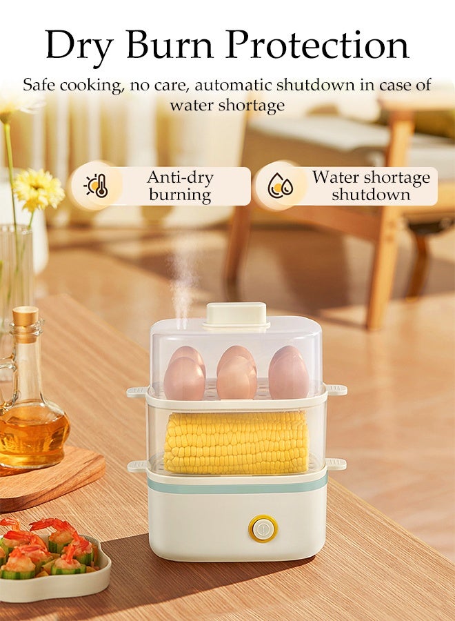 DUNISO Multifunctional Egg Cooker Boiler Double-Layer Electric Food Steamer Large Capacity Intelligent Timing Breakfast Maker with Automatic Off Transparent Cover Rapid Egg Cooker Perfect for Egg, Corn, Bun, Snack, Dessert - Image 2