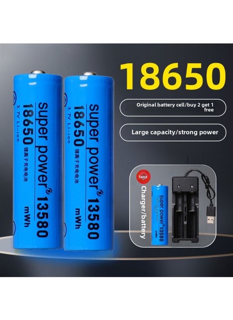 18650 Lithium Battery Large Capacity 3.7V Strong Light Flashlight Headlight Singing Machine Small Fan 4.2 Battery Charger-Standard Capacity:18650 Pointed Tip 9250 Capacity [4 Sections]