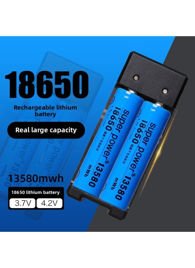 Generic - 18650 Lithium Battery Large Capacity 3.7V Strong Light Flashlight Headlight Singing Machine Small Fan 4.2 Battery Charger-Standard Capacity:18650 Pointed Tip 9250 Capacity [4 Sections] - Image 1