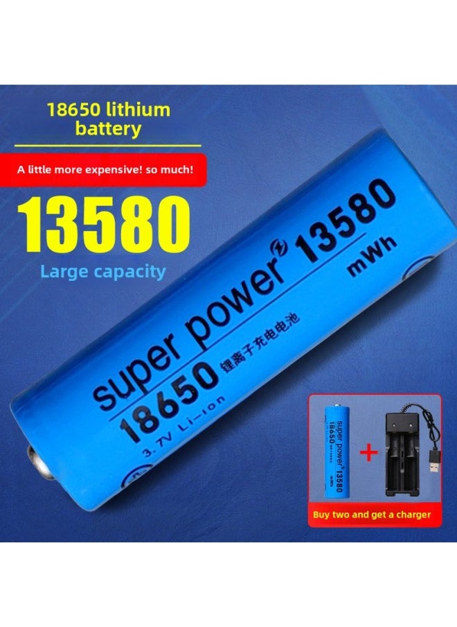 Generic - 18650 Lithium Battery Large Capacity 3.7V Strong Light Flashlight Headlight Singing Machine Small Fan 4.2 Battery Charger-Standard Capacity:18650 Pointed Tip 9250 Capacity [4 Sections] - Image 1
