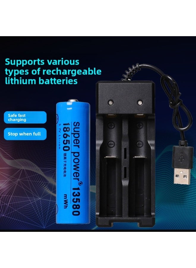 Generic - 18650 Lithium Battery Large Capacity 3.7V Strong Light Flashlight Headlight Singing Machine Small Fan 4.2 Battery Charger-Standard Capacity:18650 Pointed Tip 9250 Capacity [4 Sections] - Image 1