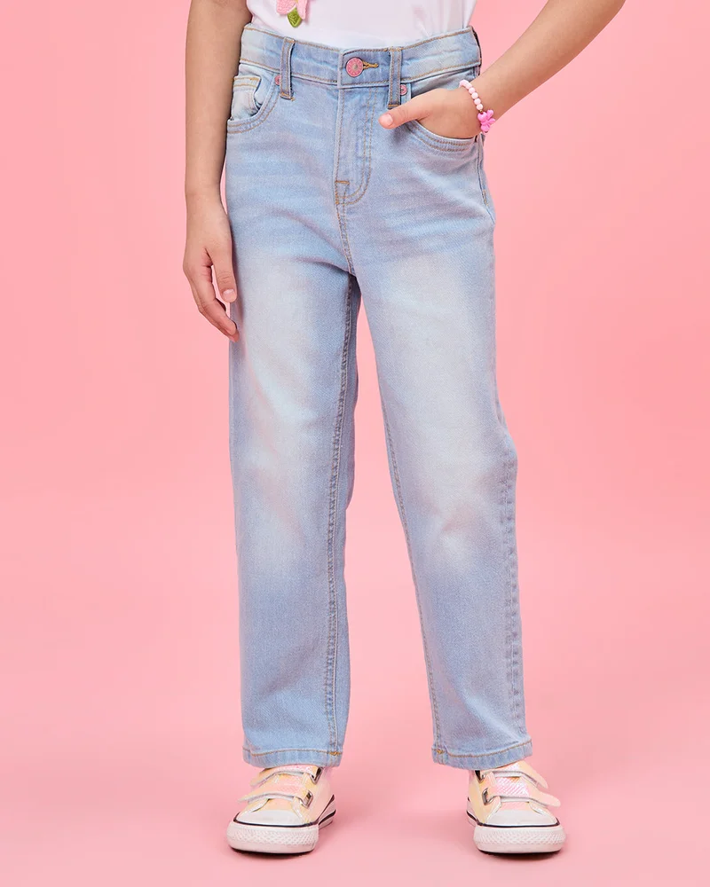 Redtag Girls Blue Basic 5 Pocket Jeans