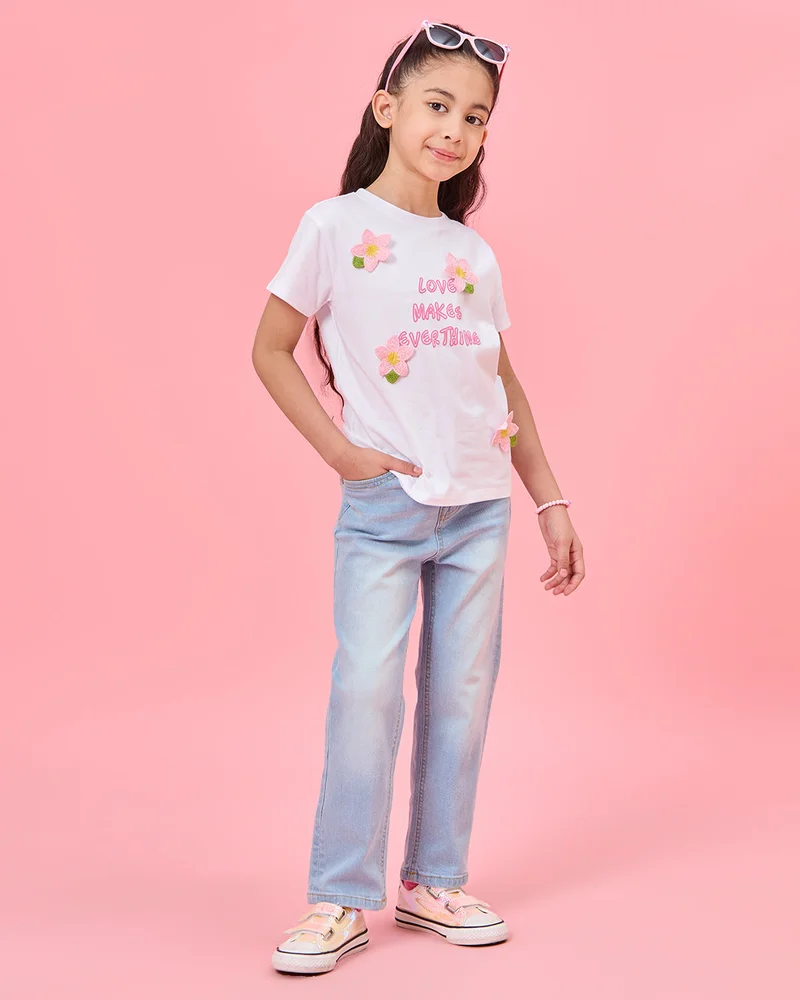 Redtag Girls Blue Basic 5 Pocket Jeans