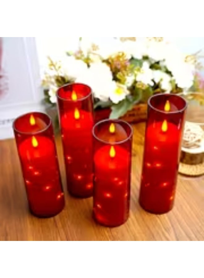 إيروريكس طقم 5 شموع LED حمراء بدون لهب – فتيل ثلاثي الأبعاد مع عمود شمع وأكريليك مضيء وجهاز تحكم - Image 5