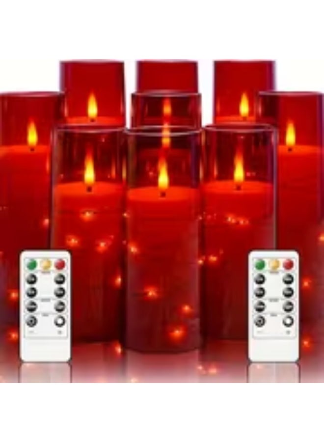 إيروريكس طقم 5 شموع LED حمراء بدون لهب – فتيل ثلاثي الأبعاد مع عمود شمع وأكريليك مضيء وجهاز تحكم - Image 2