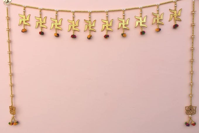 LOTUS HANGINGS FOR DECORATION HANDCRAFTED DOOR TORAN LATKAN FOR DECORATION OF DIWALI HOME DECORATION POM POM SATHIYO_LATKAN