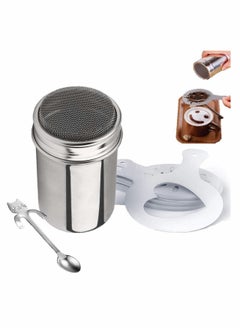 KASTWAVE Chocolate Shaker Dusters Stainless Steel Mesh Shaker Powder Shaker for Icing Sugar Powder Cocoa Cappuccino with Coffee Stencils, for Kitchen, Drinks and Baking  - Image 1