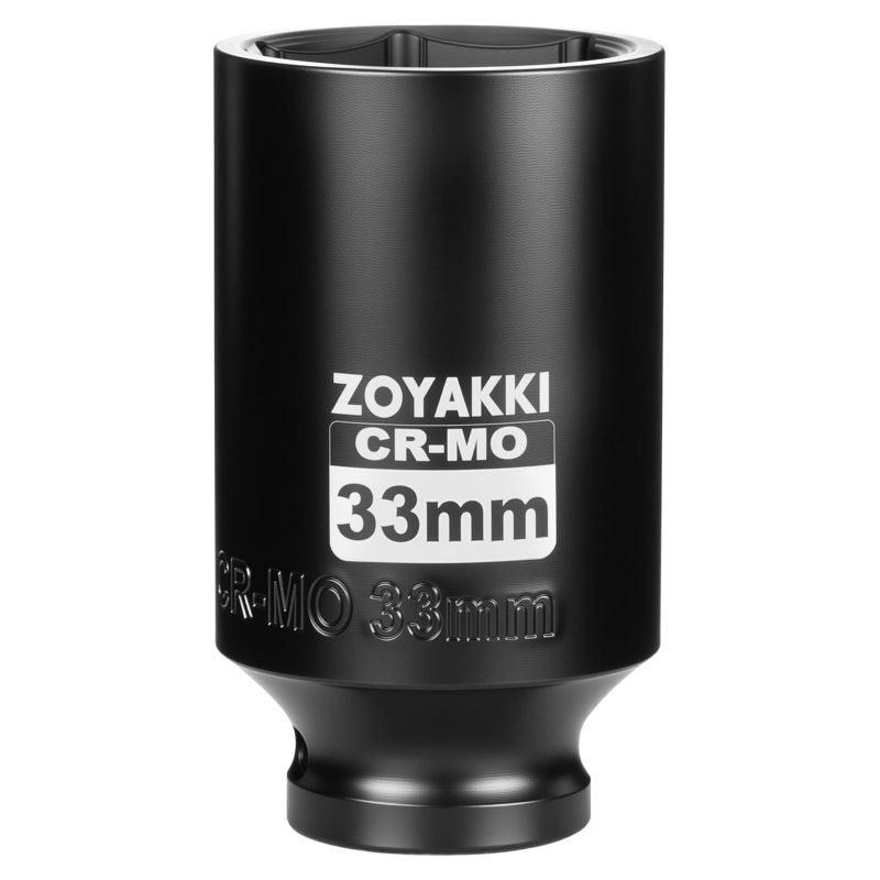ZOYAKKI 12 Drive x 33 mm Deep 6 PT Impact Socket CRMO12inch Drive 6 Point Axle Nut Socket for Easy Removal of Axle Shaft Nuts Metric 33MM - Image 2