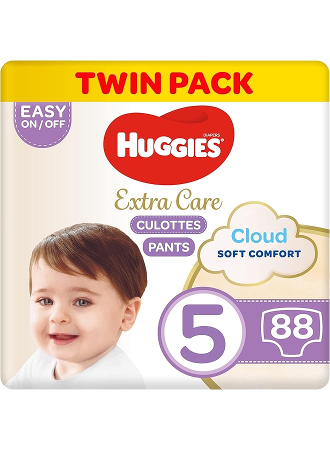 HUGGIES Extra Care Culottes Size 5 12 17 Kg Twin Jumbo Pack 88 Diaper Pants - Image 1