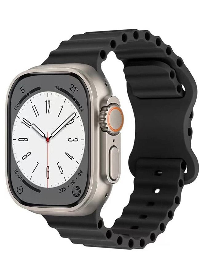 Generic - Compatible for Apple Watch Band 38mm 40mm 41mm for Men Women, Wave Shaped Silicone Sport Waterproof Strap Wristband Strap Compatible with iWatch Ultra Series 9/8/7/6/5/4/3/2/1/SE - Image 1