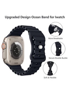 Generic Compatible for Apple Watch Band 38mm 40mm 41mm for Men Women, Wave Shaped Silicone Sport Waterproof Strap Wristband Strap Compatible with iWatch Ultra Series 9/8/7/6/5/4/3/2/1/SE  - Image 3