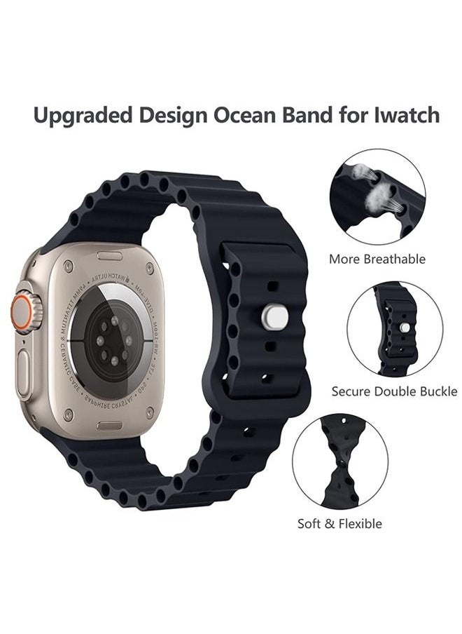 Generic - Compatible for Apple Watch Band 38mm 40mm 41mm for Men Women, Wave Shaped Silicone Sport Waterproof Strap Wristband Strap Compatible with iWatch Ultra Series 9/8/7/6/5/4/3/2/1/SE - Image 1