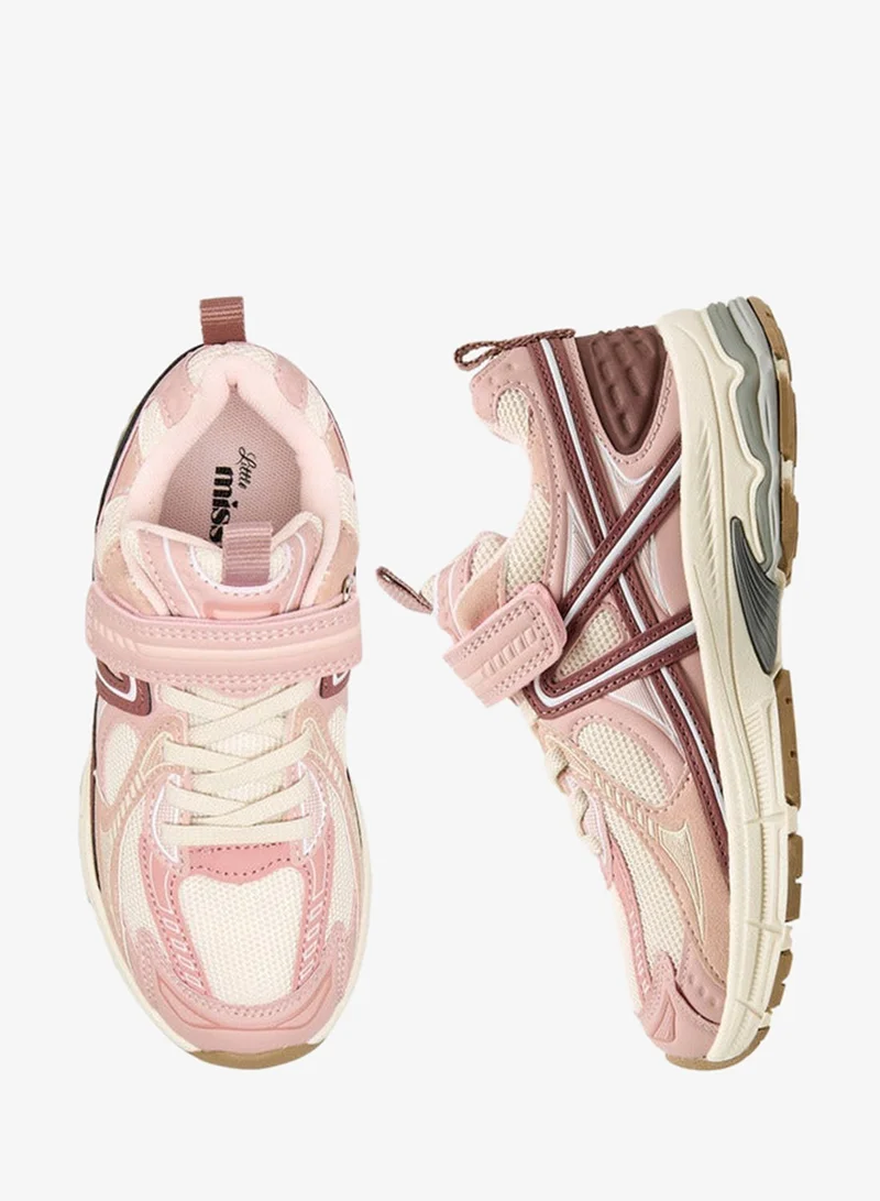 Panelled Sneakers with Hook and Loop Closure