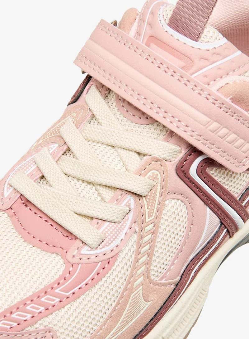 Little Missy PINK Panelled Sneakers with Hook and Loop Closure for Women | Best Price UAE