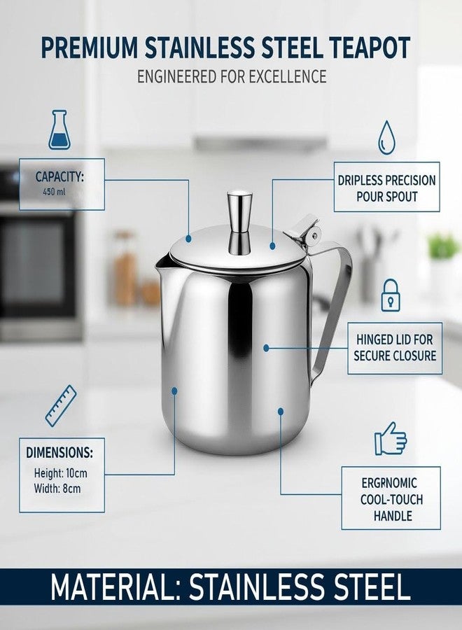 FINALITY Stainless Steel Tea Serving Pot with Handle - Serving Code-Tea Coffee Kettle Medium Size- 450 ml - Image 3