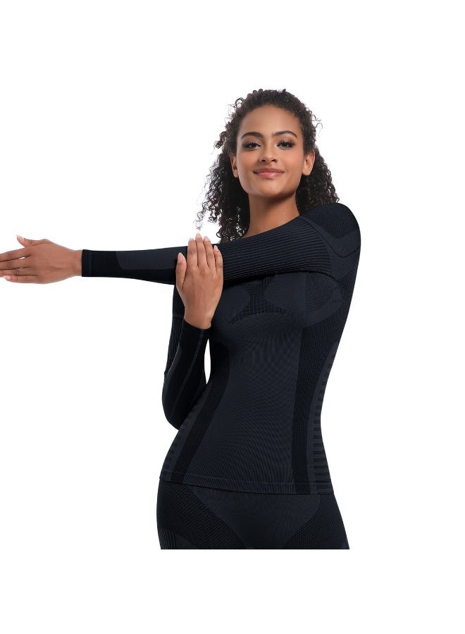 Yoga Shirts For Women Long Sleeve Skiwear Winter Fitness Running Gym Clothes Workout Dry Fit Breathable High Elastic Sports Top - Image 3
