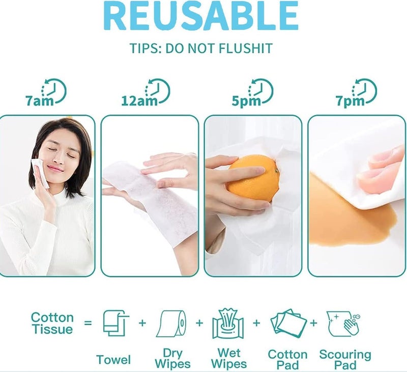 KASTWAVE Disposable Face Towels for Sensitive Skin | Biodegradable Dry Wipes, Ultra-Soft Lint-Free Cloths for Gentle Makeup Removal & Daily Skincare, (4 pack of 200) - Image 4