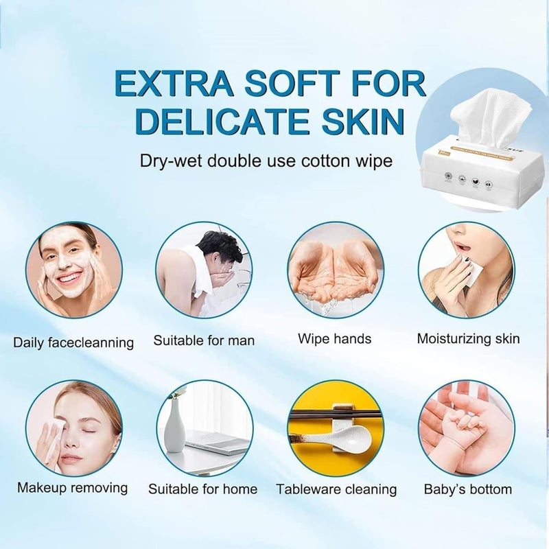 KASTWAVE Disposable Face Towels for Sensitive Skin | Biodegradable Dry Wipes, Ultra-Soft Lint-Free Cloths for Gentle Makeup Removal & Daily Skincare, (4 pack of 200) - Image 2
