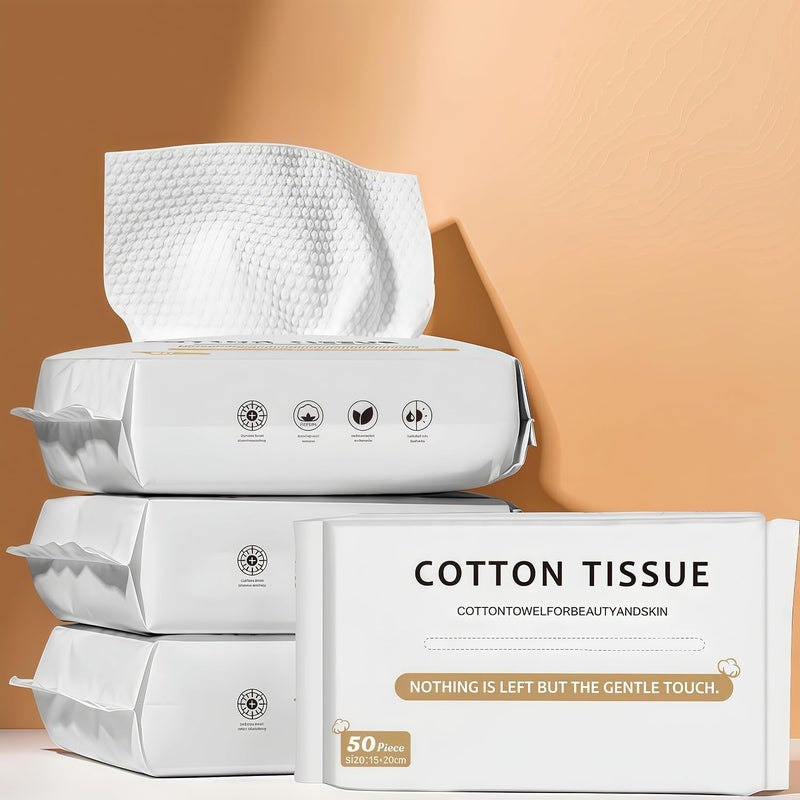 KASTWAVE Disposable Face Towels for Sensitive Skin | Biodegradable Dry Wipes, Ultra-Soft Lint-Free Cloths for Gentle Makeup Removal & Daily Skincare, (4 pack of 200) - Image 1
