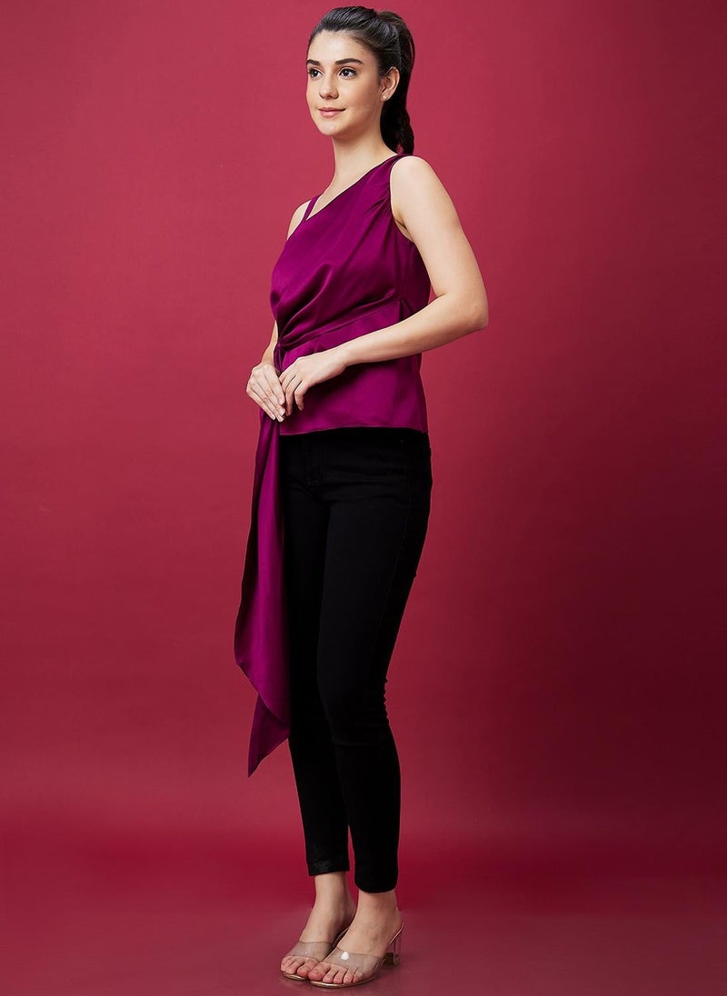 Globus Women One Shoulder Tie Up Party Top - Image 4