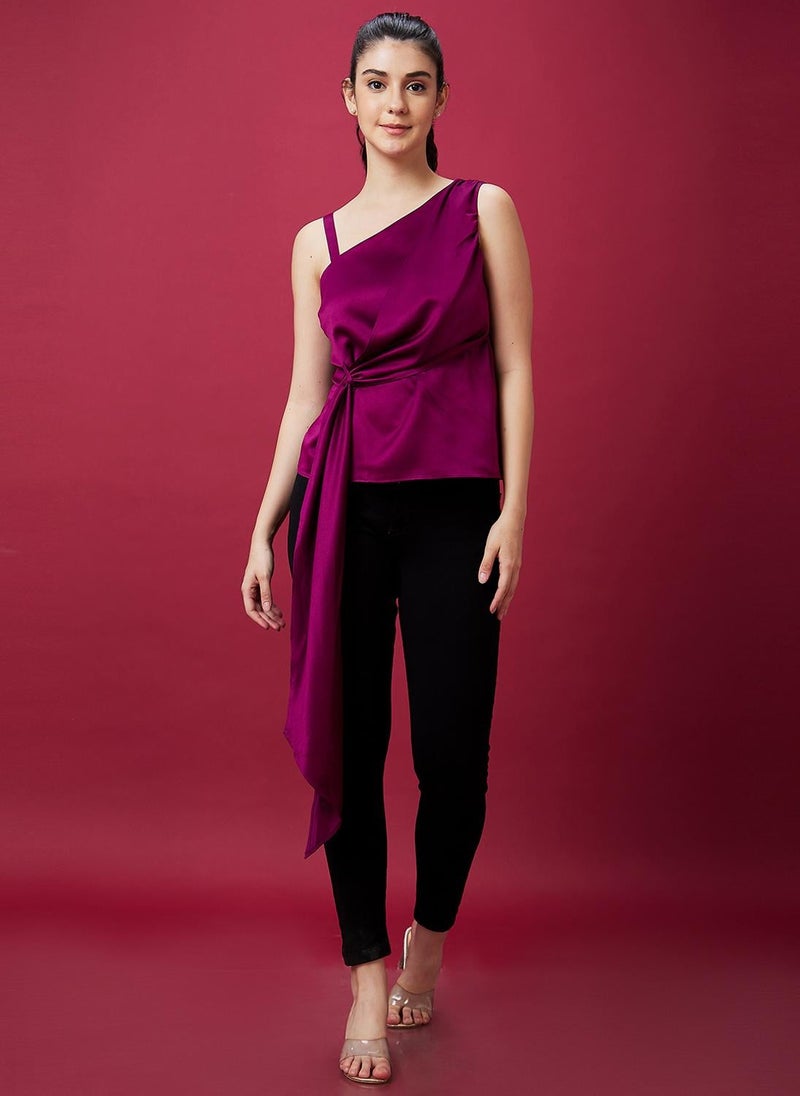 Globus Women One Shoulder Tie Up Party Top - Image 3