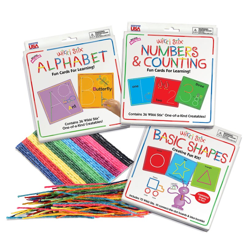 WikkiStix Early Learning Trio Alphabet Numbers and Shapes for Easy Fun Preschool Learning Made in The USA - Image 2
