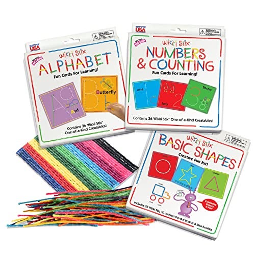 WikkiStix Early Learning Trio Alphabet Numbers and Shapes for Easy Fun Preschool Learning Made in The USA - Image 1