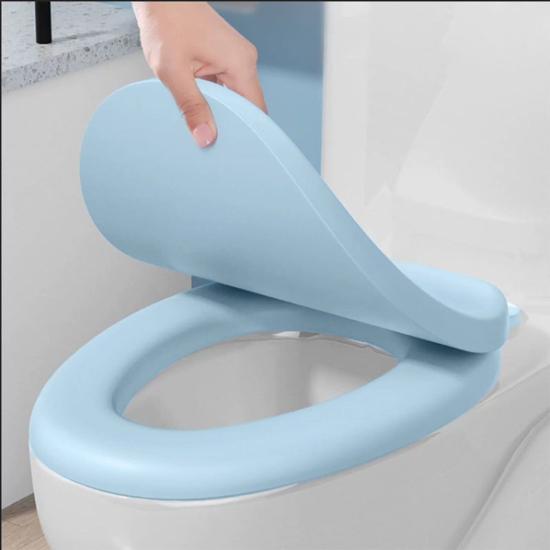 Thickened Foaming Soft Toilet Lid EVAU Type Toilet Seat Cover - Light Green Toilet Accessories for Bathroom - Image 4