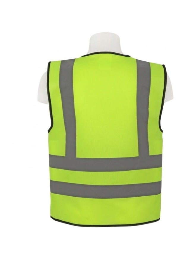 Premium High Visibility Reflective Safety Vest with Zipper & 4 Pockets | Fluorescent Yellow | 2 Vertical & 2 Horizontal Reflective Strips | S–5XL - Image 2