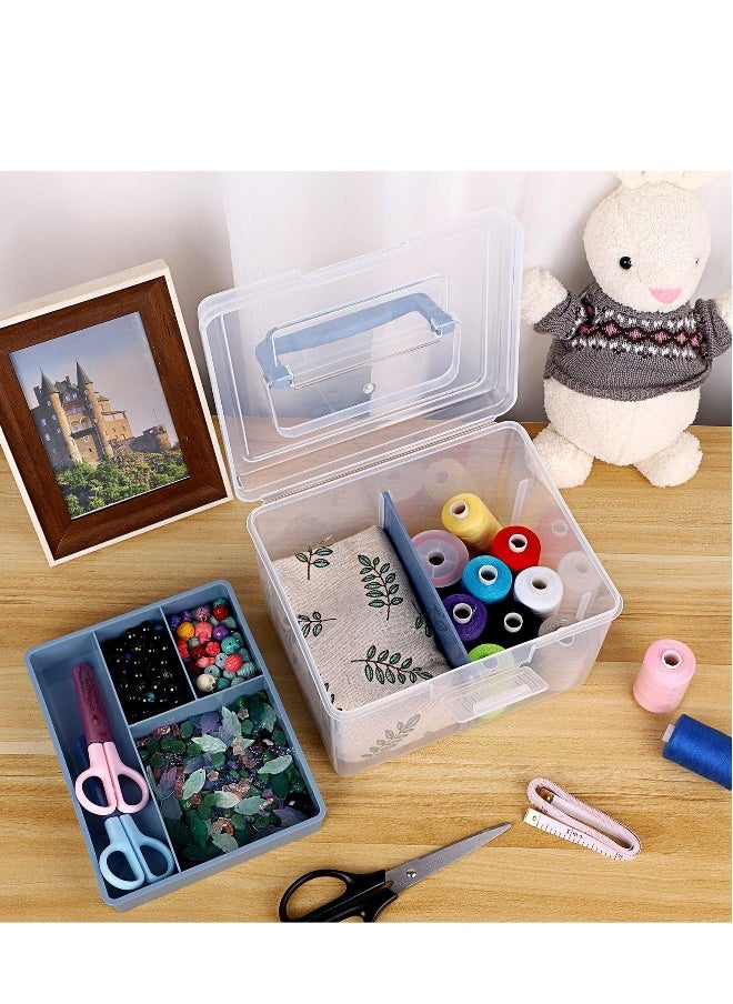 Generic Clear Craft Stackable Storage Box, Large Box with 6 compartment Mulit Purpose Storage Container, for Storing and Organising Toys, Arts Crafts, Stationery, Sewing, Blue  - Image 3