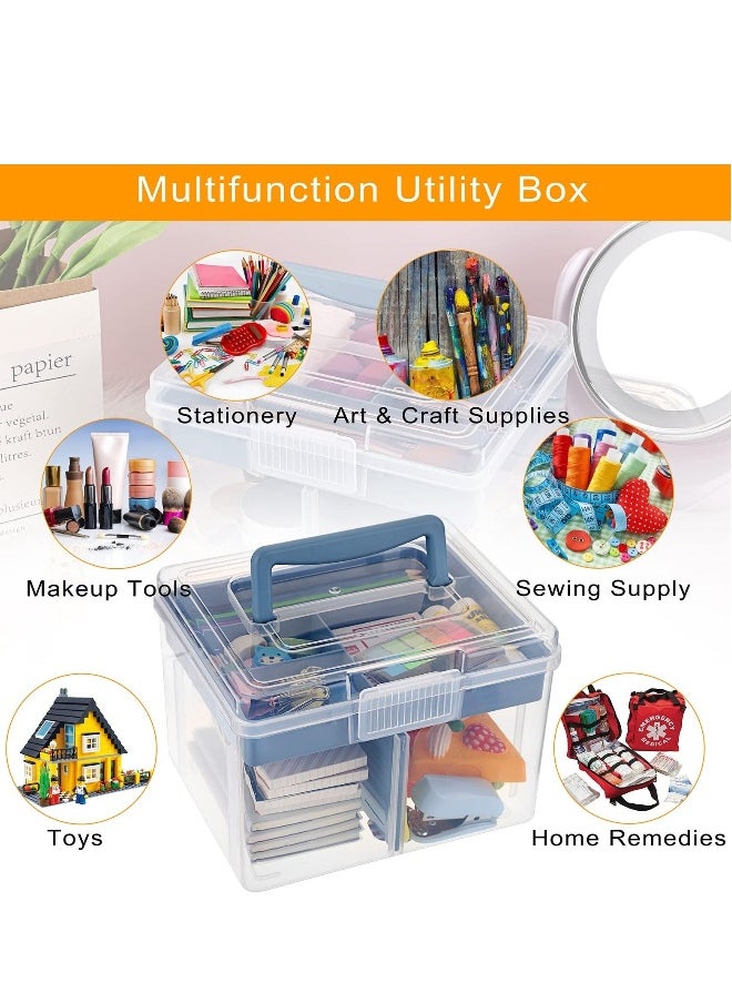 Generic Clear Craft Stackable Storage Box, Large Box with 6 compartment Mulit Purpose Storage Container, for Storing and Organising Toys, Arts Crafts, Stationery, Sewing, Blue  - Image 5