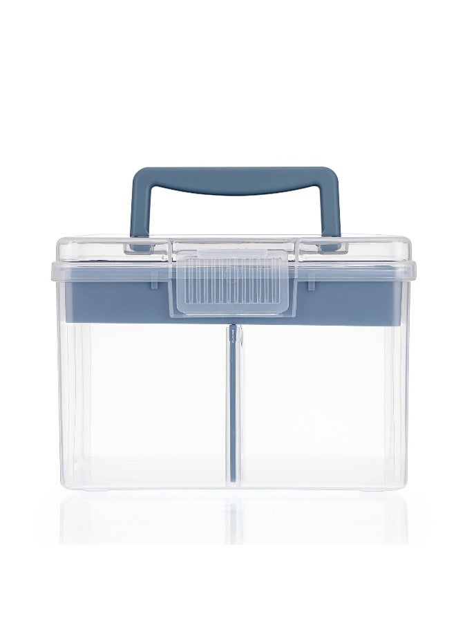 Generic - Clear Craft Stackable Storage Box, Large Box with 6 compartment Mulit Purpose Storage Container, for Storing and Organising Toys, Arts Crafts, Stationery, Sewing, Blue - Image 1