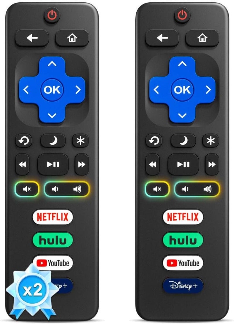 (عبوتان) جهاز تحكم عن بعد بديل لـ Roku TV، لأجهزة تلفزيون TCL Roku/Onn Roku/Hisense Roku/Sharp Roku/Philips Roku الذكية (ليس لأجهزة Roku Stick، Box، Premiere والمشغلات) - Image 1