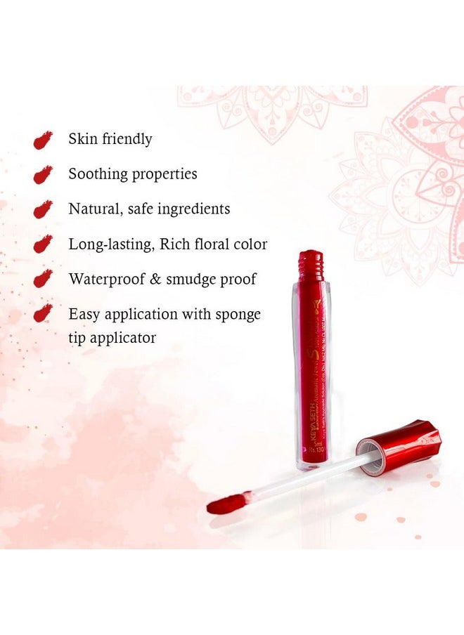 KEYA SETH AROMATHERAPY, DEVICE OF DROP Keya Seth Aromatherapy, Liquid Sindur, Aromatic Jewel 100% Natural Herbal Extracts & Floral Pigments, Waterproof, Red (5ml) Pack of 2  - Image 2