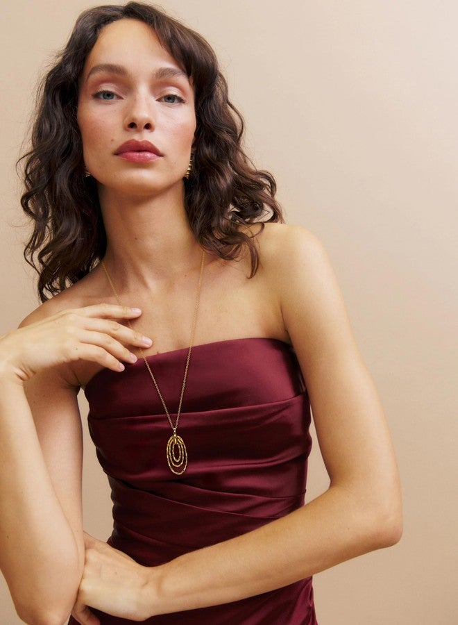 PEARLADA Statement Long Pendant Y Necklace, 18k Gold Twisted Circle Necklace for Sweater, Boho Simple Jewelry for Women Trendy - Image 2