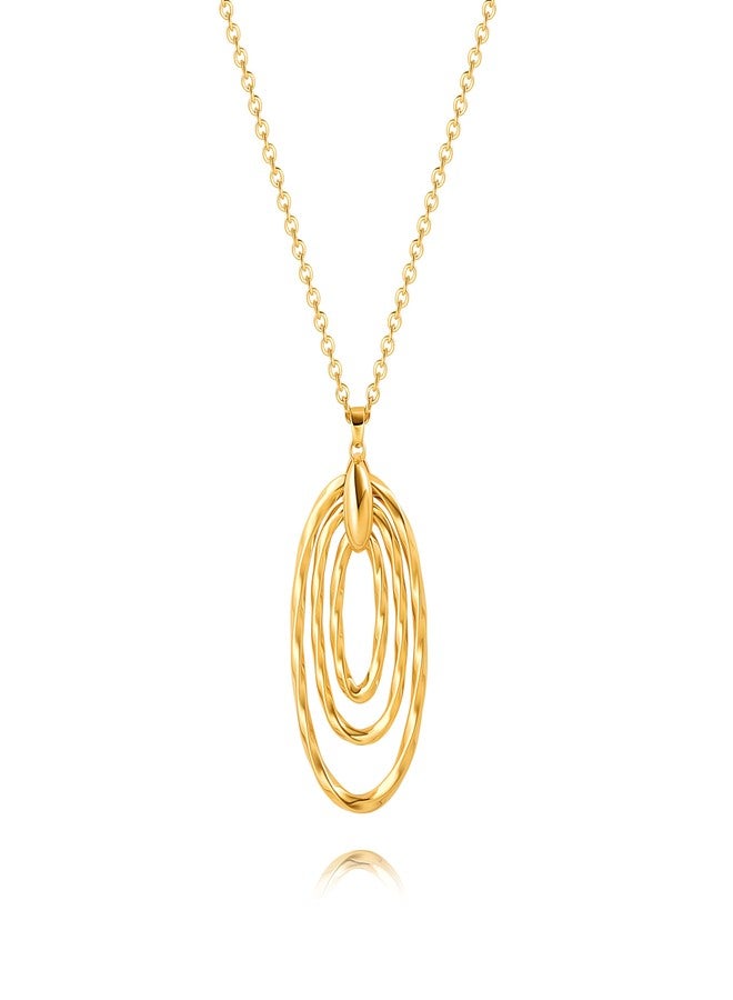 PEARLADA Statement Long Pendant Y Necklace, 18k Gold Twisted Circle Necklace for Sweater, Boho Simple Jewelry for Women Trendy - Image 1