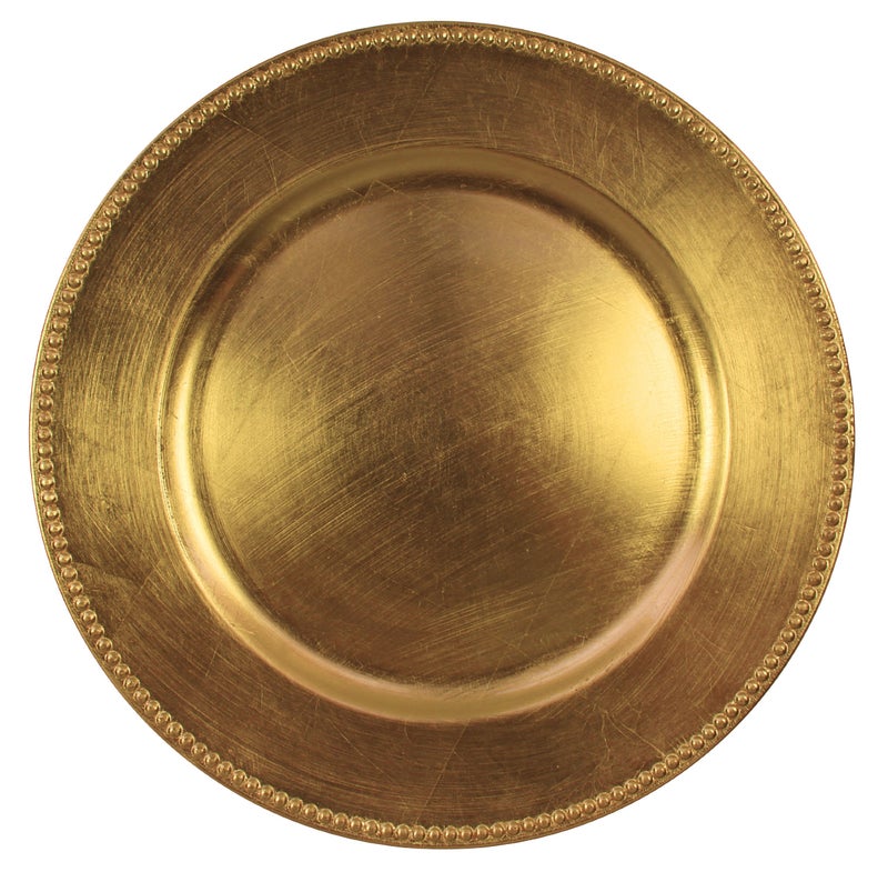 ChargeIt by Jay Beaded Round Charger Plate, Gold - Image 1
