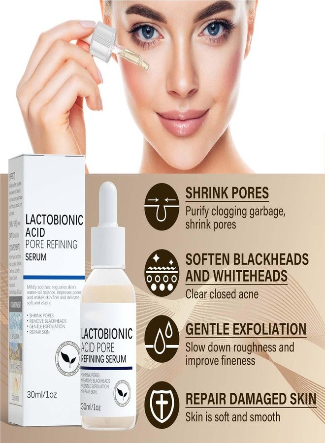 Grospe Lactobionic Acid Pore Refining Serum,Minimize Pores Serum Gentle Formula Clean Pore Shrink Pore Firming Skin Reduce Fine Lines Facial Liquid for All Skin - Image 3