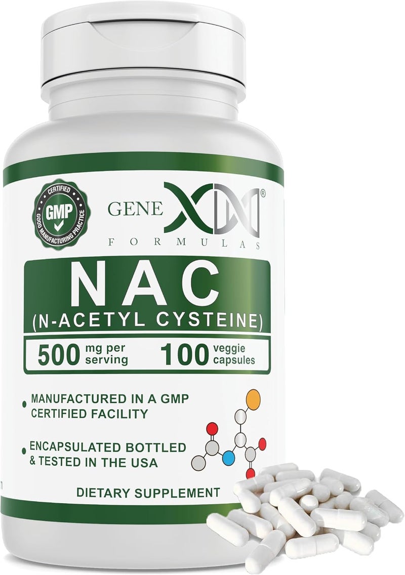 Genex Formulas NAC 500mg 100 Capsules NAcetyl Cysteine Supports Liver Health  NonGMO Gluten Free Vegan 3 Month Supply - Image 1