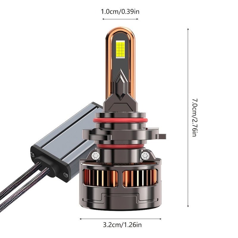2 قطع لمبات LED أمامية فائقة السطوع 9006 HB4 بقوة 58600 لومن ودرجة حرارة لون 7500K قابلة للتركيب المباشر. - Image 2