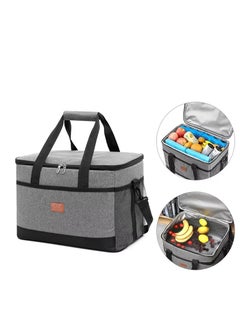 Generic Outdoor Large Lunch Bag for Men/Women Insulated Reusable 35L Lunch Box Leakproof Cooler Tote Bag Freezable Waterproof Oxford Ice Refrigerated Lightweight Fresh-keeping for Office Work Picnic Beach (Grey)  - Image 1