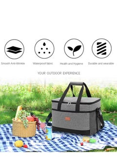 Generic Outdoor Large Lunch Bag for Men/Women Insulated Reusable 35L Lunch Box Leakproof Cooler Tote Bag Freezable Waterproof Oxford Ice Refrigerated Lightweight Fresh-keeping for Office Work Picnic Beach (Grey)  - Image 5