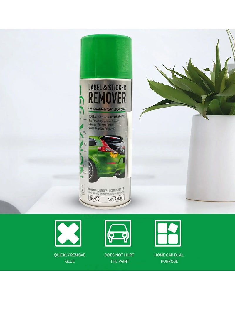 Nora NORA N-503 Label & Sticker Remover Spray 2pcs (450ml Each) – Adhesive Cleaner for Car, Glass, Plastic, Metal – Fast Action, Safe on Paint, Easy Spray Application  - Image 4