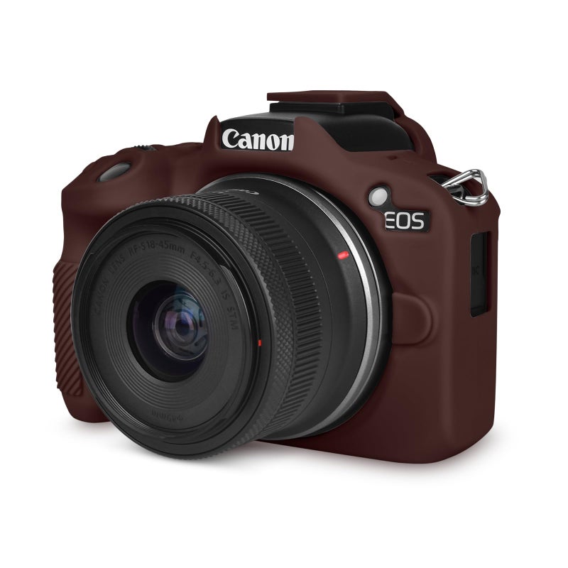 Rieibi EOSR50 EOS R50 Case, Soft Silicone Protective Case for Canon EOS R50 EOSR50 Vlogging Camera, Lightweight EOS R50 Camera Case Grip Cover Body Skin - Coffee - Image 1