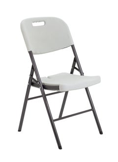 Heavy Duty Indoor/Outdoor Stackable Molded Seat and Back Folding Plastic Chair for Parties, Garden, Patio, Dining, Weddings, Camping, White, Plastic Metal