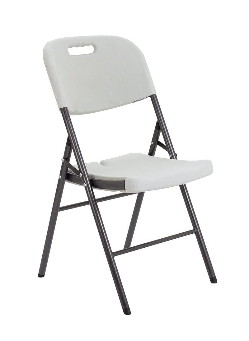 Generic - Heavy Duty Indoor/Outdoor Stackable Molded Seat and Back Folding Plastic Chair for Parties, Garden, Patio, Dining, Weddings, Camping, White, Plastic Metal - Image 1