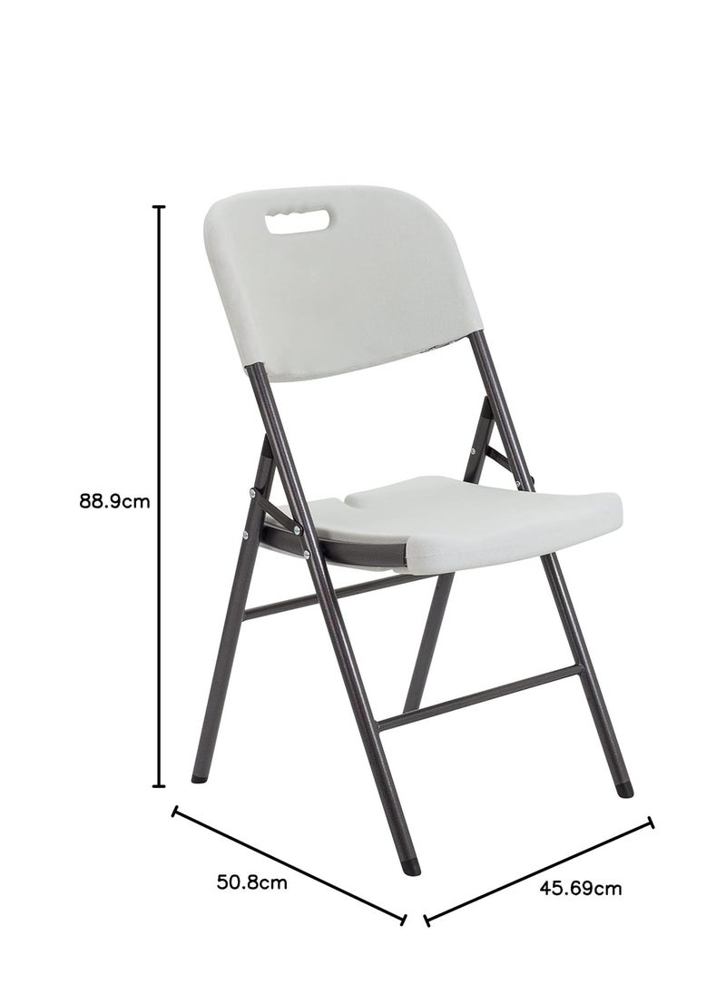 Generic - Heavy Duty Indoor/Outdoor Stackable Molded Seat and Back Folding Plastic Chair for Parties, Garden, Patio, Dining, Weddings, Camping, White, Plastic Metal - Image 1